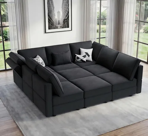Vista 21 de Vesgantti - Sofás seccionales con asientos de almacenamiento, sofá seccional modular convertible en forma de L de 118" de 4 asientos y 1 otomán