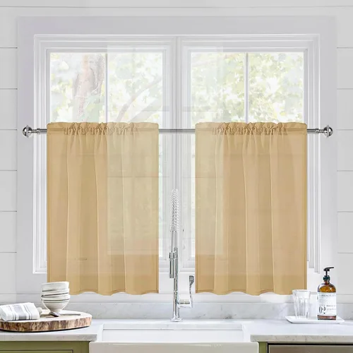 Vista 120 de DWCN Cortinas Transparentes Aqua de Voile Semitransparente con Bolsillo para Barra para Dormitorio y Sala de Estar, 36 x 36 pulgadas de Largo, Juego