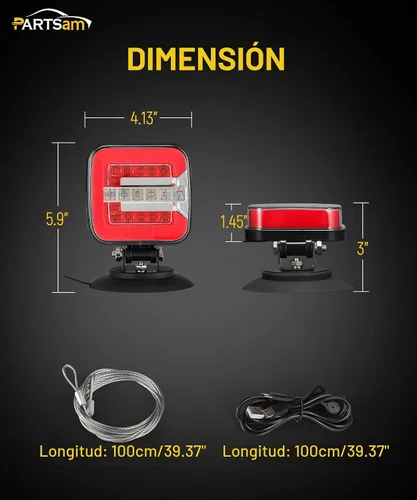 Vista 7 de Partsam Kit de luces LED inalámbricas para remolque, luces traseras de remolque con soporte de metal, enchufe de 7 pines para camiones remolques