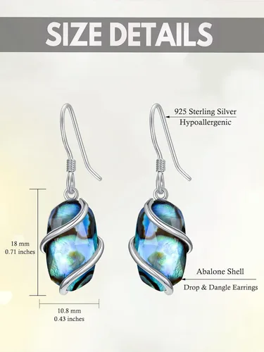 Vista 5 de Regalos para mujer, aretes de plata de ley 925 para mujer, delicados aretes colgantes de piedra ovalada, joyería fina, regalos para el día de San
