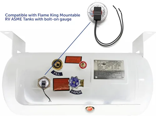 Vista 3 de Flame King Calibre de dial remoto de doble sitio de 0 a 90 ohmios para tanques de propano RV ASME con medidor atornillado