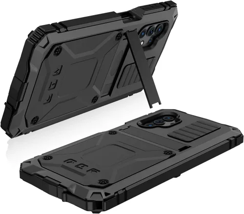 Vista 7 de Simicoo Funda metálica compatible con Samsung A32 4G con protector de pantalla militar, resistente a los golpes, con soporte, funda completa