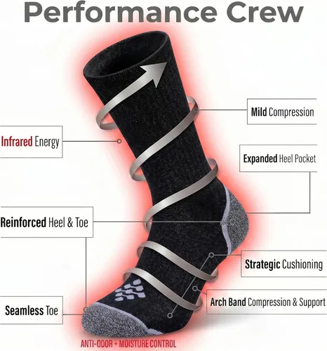 Vista 2 de True Energy Men's Crew Socks with TRU-X Technology, Athletic Basketball Socks with Cushioned Comfort and Support, 3 Pairs