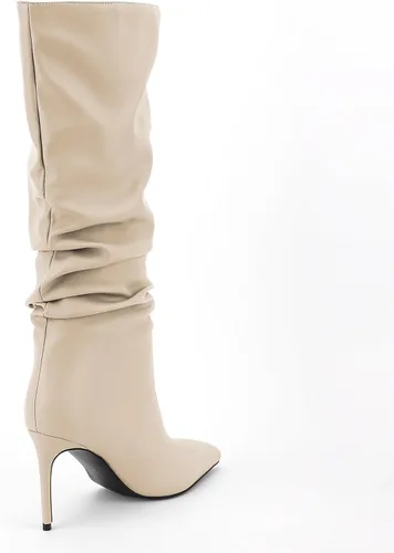Vista 5 de Zamikoo Botas holgadas de tacón alto para mujer, botas de tacón de aguja altas hasta la rodilla, puntera puntiaguda, elásticas, botas altas de meter