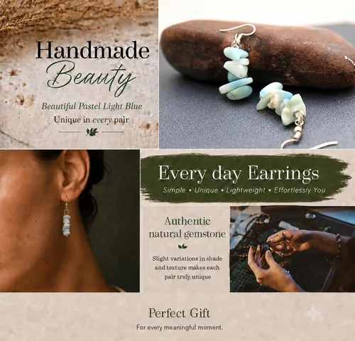 Vista 3 de Natural Gemstone Chip Drop & Dangle Earrings for Women - Small, Lightweight