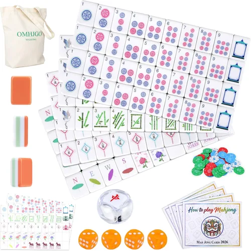 Vista 10 de Juego de azulejos de Mahjong americano de 4 capas para amantes de Púrpura pálido-2
