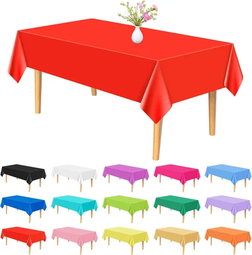 Vista 14 de PLULON 6 Pzas Manteles de Colores Arcoíris de Plástico Desechables Cubierta de Mesa para Mesas Rectangulares 54 x 108 Pulgadas Mantel Impermeable