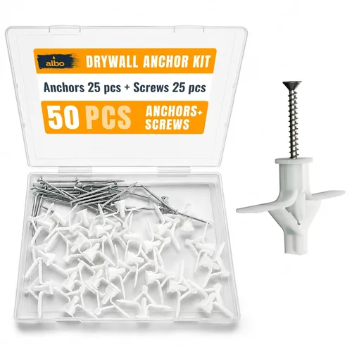 Vista 10 de Kit de anclaje para paneles de yeso Albo Anclajes de pared huecos con tornillos 50 piezas. (Anclaje gris 25 piezas + tornillos 25 piezas) Anclajes