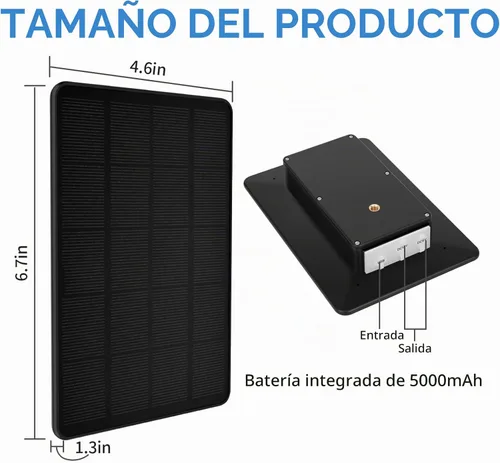 Vista 5 de Panel solar para cámara de sendero, kit de cargador solar con batería de litio recargable de 5000 mAh incorporada - Salida: 12V/1A, 6V/1.5A, kit