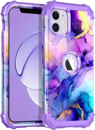 Vista 62 de Rancase Funda para iPhone 11, tres capas de alta resistencia a prueba de golpes, protección de plástico duro + funda protectora de goma de silicona