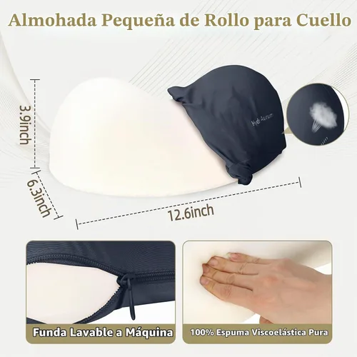 Vista 2 de HydroAurum Cervical Neck Pillow, 100% Memory Foam Neck Roll Pillow for Neck and Shoulder Pain Relief, Orthopedic Support for Office Workers, Drivers