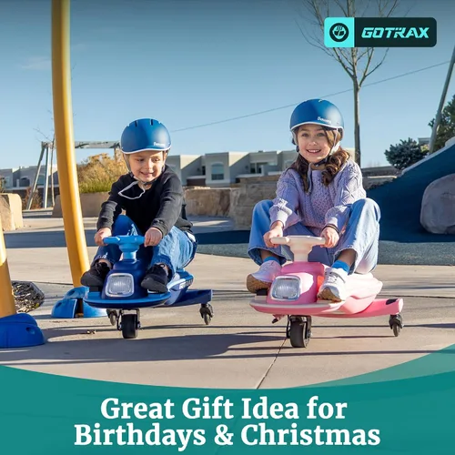 Vista 8 de Gotrax WG1 Auto eléctrico oscilante para niños, batería grande de 12V hasta 120 minutos de tiempo de juego, altavoz de música y ruedas con luces