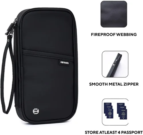 Vista 3 de ARTOS Carpeta de viaje para organizador de documentos, Negro -, Cartera Rfid
