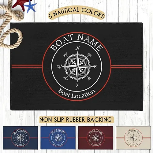 Vista 3 de Tapete antideslizante personalizado de bienvenida a bordo, tapetes de puerta de anclaje con nombre personalizado, regalo personalizado, alfombra