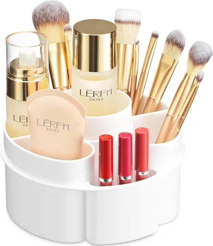 Vista 8 de Organizador de maquillaje giratorio de 360 grados – Altura ajustable y totalmente giratorio. El organizador de cosméticos perfecto para el tocador