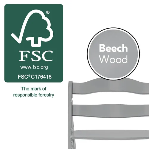 Vista 6 de hauck Alpha+ Grow Along Seat - Silla elevada de madera de haya maciza con Asiento gris