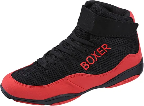 Vista 2 de UKUBAG Zapatos de boxeo, entrenamiento de lucha libre, fitness, kickboxing, gimnasio, entrenamiento, antideslizante, calzado de boxeo para hombres