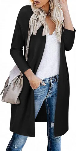 Vista 2 de AUSELILY Cárdigan para mujer con bolsillos, manga larga, casual, ligero, frente abierto, cárdigan