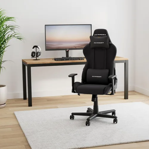 Vista 2 de DXRacer Formula - Silla ergonómica para computadora y videojuegos, reposacabezas de espuma viscoelástica, soporte lumbar, tela resistente al agua