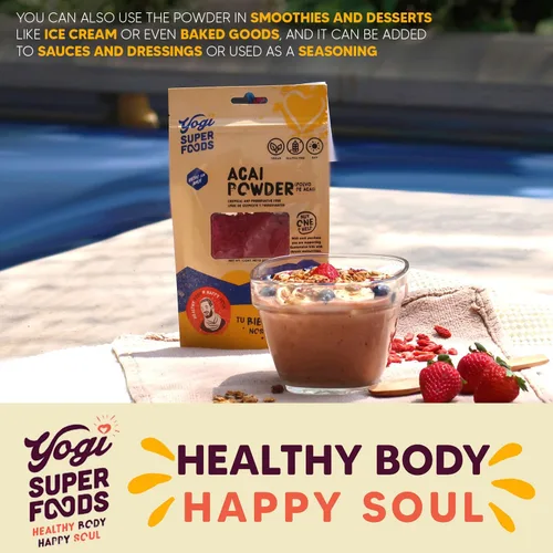 Vista 6 de Yogi Super Foods Polvo de bayas de acai, polvo de acai liofilizado, polvo de acai orgánico para cuencos de batidos, alto en antioxidantes densos