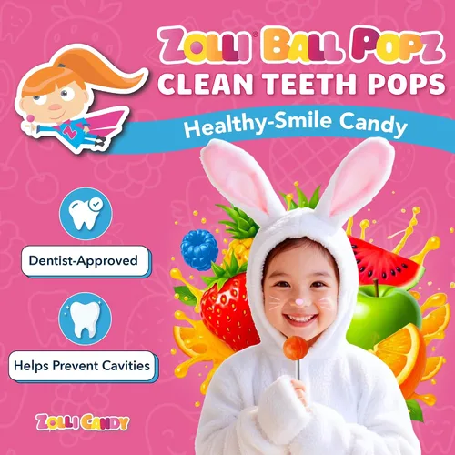 Vista 2 de Zollipops Paletas Zolli Ball Popz Clean Teeth, Pascua, 3.1 onzas