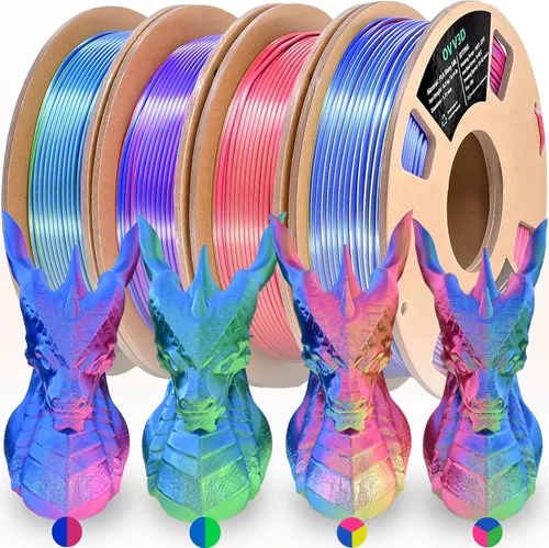 Vista 36 de OVV3D - Filamento PLA para impresora 3D de 8.82 oz x 4 bobinas, PLA Transparente Pla Multicolor
