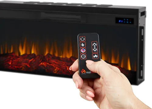 Vista 6 de Real Flame Chimenea eléctrica de paisaje, calentador de chimenea reemplazable, efecto realista de registro y llama, temporizador