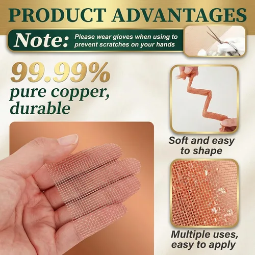 Vista 3 de Therwen Pantalla de Malla de Cobre de 12 Pulgadas x 10 Pies, Cobre 99.9% Puro, Rollo de Tela Metálica de Malla 40 para Conexión a Tierra, Pantalla