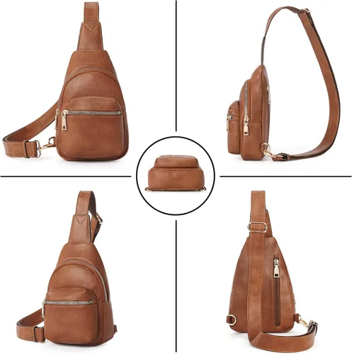 Vista 7 de CLUCI Small Sling Bag for Women, Leather Crossbody Fanny Packs Trendy, Women's Chest Bag