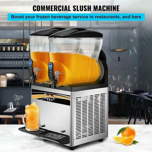 Vista 3 de Máquina comercial de batidos, Máquina de batido de 2 jarras para el hogar, Dispensador de bebidas dobles Máquina de bebidas frías de jugo frío