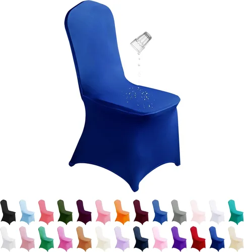 Vista 8 de SUPERO Funda impermeable de poliéster y elastano para silla (100 unidades, color negro) - Fundas elásticas para sillas de comedor, protector