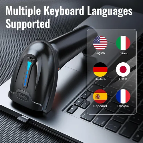 Vista 9 de Tera Escáner de Códigos de Barras Inalámbrico Versátil 2-en-1 (2.4Ghz Inalámbrico + USB 2.0 Con Cable) con Indicador de Nivel de Batería, Distancia