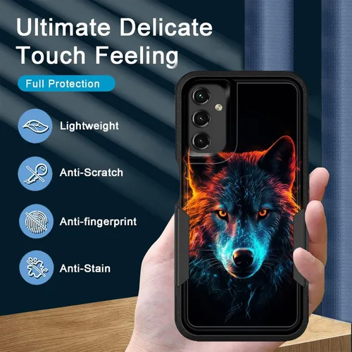 Vista 7 de Funda para Galaxy A14 5G, resistente de doble capa híbrida de policarbonato duro, goma suave, a prueba de golpes, funda protectora resistente