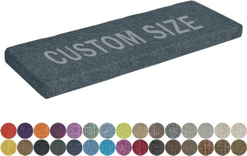 Vista 30 de Cojín de banco de tamaño personalizado, 30 colores, cojín de asiento de ventana panorámica, espuma gruesa de tapicería de 1.18 pulgadas, 1.97