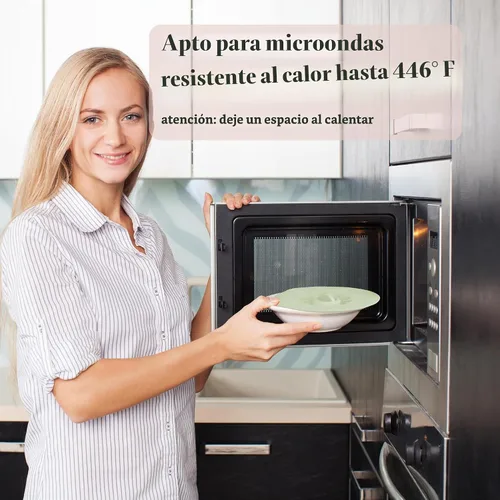 Vista 4 de Paquete de 4 tapas de silicona de 3.9 pulgadas para tazas, tazones, platos, sartenes, cubierta para salpicaduras de microondas, recipientes