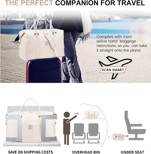 Vista 2 de LOVEVOOK Bolsa de fin de semana para mujer, bonita bolsa de viaje para gimnasio, bolsa de viaje con bolsa de artículos de tocador, bolsa