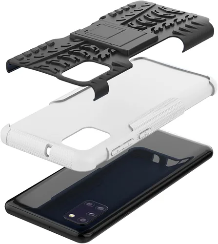 Vista 4 de Asuwish Funda de teléfono para Samsung Galaxy A31 con protector de pantalla de vidrio templado y soporte delgado, híbrida, resistente, funda