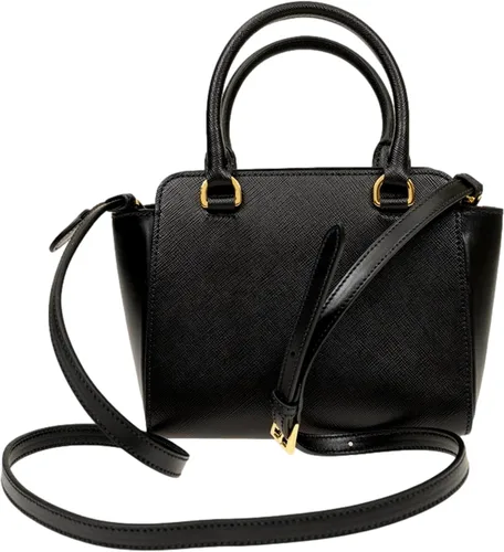 Vista 4 de Prada Triángulo Logo Negro Saffiano Lux Bolso bandolera de cuero, Negro