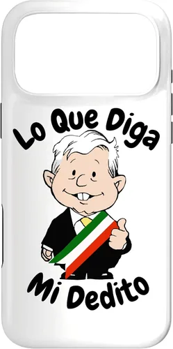 Vista 22 de Funda para iPhone 16 Lo Que Diga Mi Dedito Divertida Caricatura AMLO Amlito México 4T