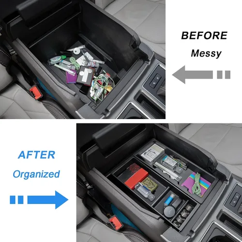 Vista 6 de PIMCAR Organizador de consola central para Ford F150 2021 2022 2023, F150 Lightning 2022 2023 Caja de almacenamiento del reposabrazos Accesorios