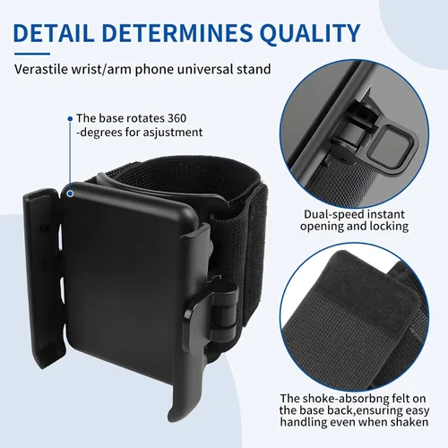 Vista 5 de Soporte para teléfono, sin bloqueo de pantalla, soporte de teléfono giratorio de 360°, bloqueo de memoria, liberación rápida, para Android, iPhone