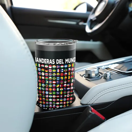 Vista 6 de World Flag Ideas For Kids & Banderas Del Mundo Geography Stainless Steel Insulated Tumbler
