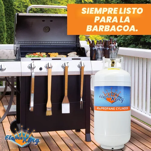Vista 5 de Flame King YSN401b - Cilindro de tanque de propano de acero de 40 libras con válvula OPD, color blanco