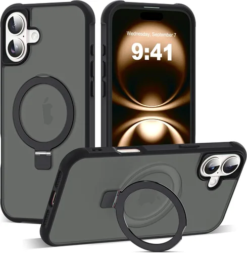 Vista 12 de SKYLMW - Funda compatible con iPhone 11 de 6.1 pulgadas, con soporte magnético invisible tipo anillo, funda translúcida de grado militar, compatible
