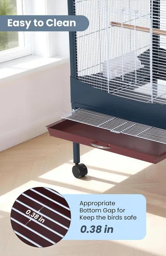 Vista 5 de Garvee Jaula para pájaros, jaula para pájaros extra grande de 66 pulgadas de alto, con bandeja extraíble, techo impermeable, fácil de limpiar