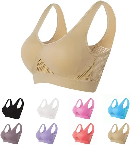 Vista 2 de Brasier cómodo de refrigeración permeable al aire para mujer, transpirable y fresco, brasier de levantamiento de aire, brasier esculpiente