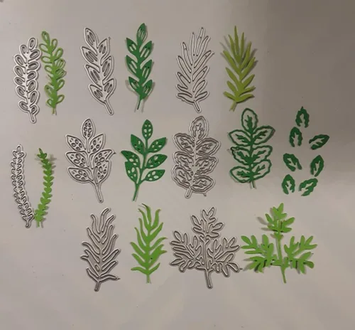 Vista 8 de Juego de 8 troqueles de hoja de metal, varias hojas de corte de flores, plantillas de corte para manualidades, álbumes de recortes, álbumes