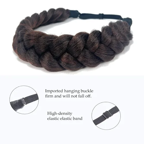 Vista 5 de Diadema trenzada de 3 hebras de pelo sintético trenzado grueso grueso grueso elástico diadema ropa señoras belleza