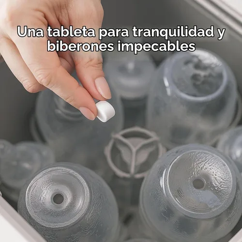 Vista 9 de Tabletas detergentes para lavar botellas, 120 unidades + 5 tabletas descalcificantes