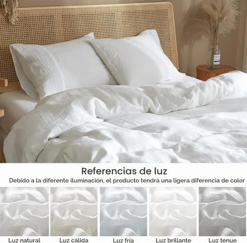 Vista 5 de HYPREST Juego de 2 fundas de almohada 100 % de lino francés lavado a la piedra, tamaño Queen, súper suaves, refrescantes, transpirables que absorben